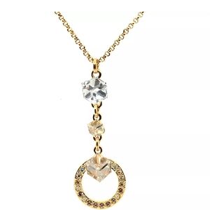Swarovski Necklace Round Gold/Crystal Pendant  Swan Logo